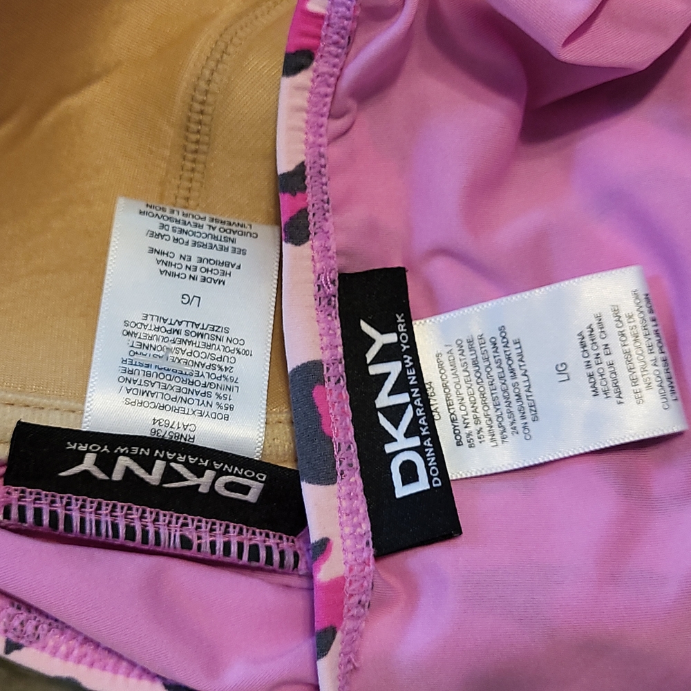 DKNY pink leopard tankini runched top and Bottoms - Picture 16 of 16